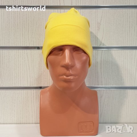 Нова мъжка зимна шапка с подгъв в жълт цвят, снимка 9 - Шапки - 39325389