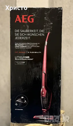 НОВА!!! Безкабелна вертикална прахосмукачка 2-в-1 AEG CX7 Animal X Flexibility, 18V Lithium HD, Red, снимка 3 - Прахосмукачки - 55852273