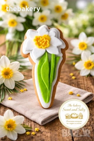 Бисквитки цветя за 8-ми Март, снимка 4 - Декорация за дома - 53684167