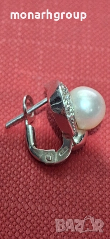 Златни обеци 18к /бяло злато/, снимка 3 - Обеци - 52163954