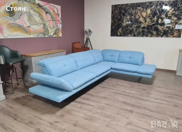 ПРОМОЦИЯ!!! Син ъглов диван от плат "DANA", снимка 6 - Дивани и мека мебел - 48633016