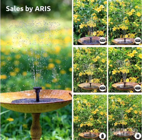 AISITIN 2.5w соларен воден фонтан с 6 дюзи за декорация на градина, снимка 3 - Градински мебели, декорация  - 44509419