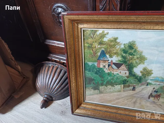 Стара картина масло на платно, снимка 2 - Антикварни и старинни предмети - 49825743