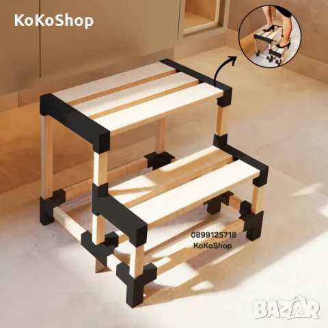 Дървена стълба-39х8,5х24 см./помощна стълба/помощно стъпало, снимка 2 - Други стоки за дома - 49690088