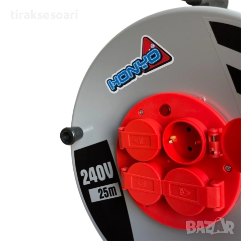 Удължител макара 25 метра 2x2.5mm² с 4 контакта T645, снимка 2 - Други инструменти - 52529695