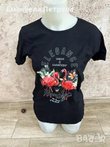 Дамска тениска фламинго къс ръкав, снимка 2 - Тениски - 48058815