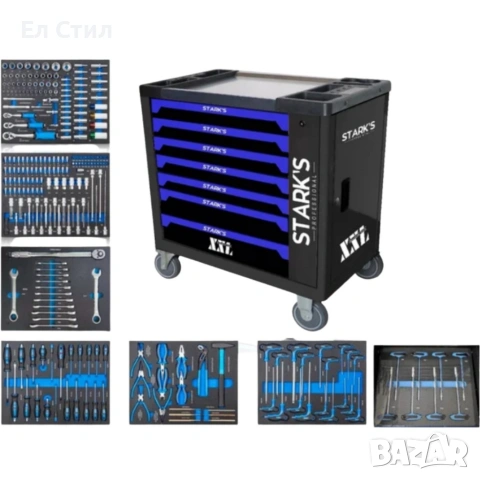 Професионална количка с инструменти 258 части – пълен набор за автосервизи и майстори, снимка 7 - Куфари с инструменти - 53567127