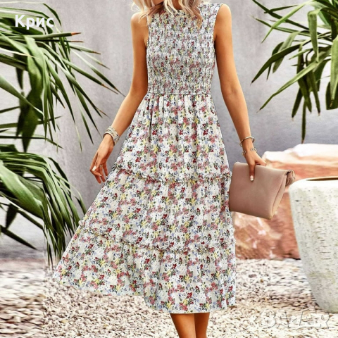 Ежедневна рокля с флорални мотиви, размер L, снимка 2 - Рокли - 44493376