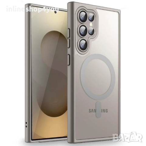 Матов MAGSAFE Кейс за Samsung Galaxy S23 Ultra - Различни цветове, снимка 2 - Калъфи, кейсове - 51854698