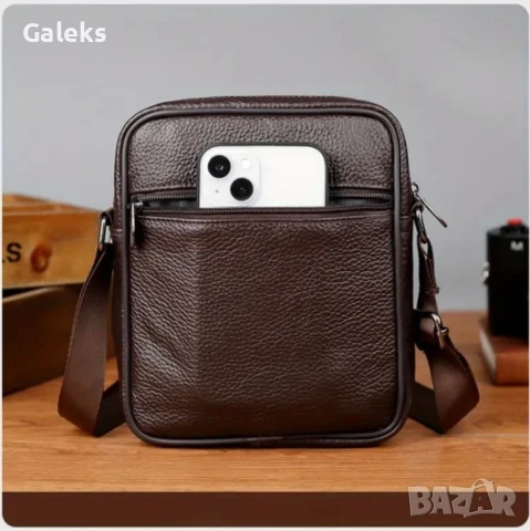 Ежедневно/Елегантна, Стилна и удобна мъжка чанта • Черна естествена кожа!, снимка 8 - Чанти - 50820029