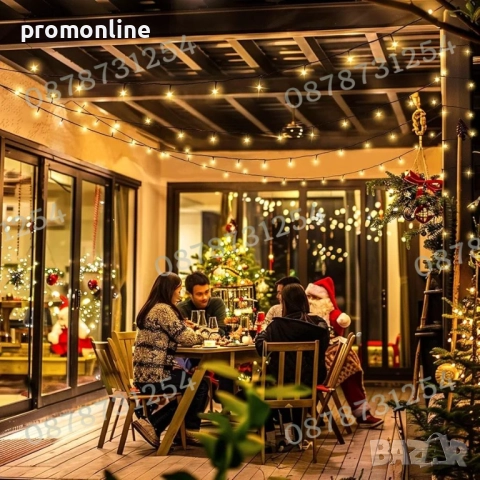 Верига 50м с 250бр светещи коледни лампички 3 цвята 8 режима светене, снимка 6 - Други - 52471479