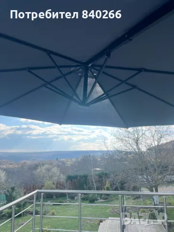 Висящ чадър TRONDHEIM  сив,3м диаметър, снимка 9 - Градински мебели, декорация  - 49561224