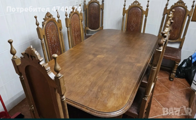 Трапезна маса с 8 стола, снимка 2 - Маси - 53635368