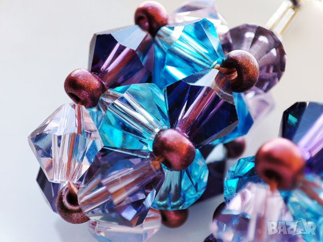 Звездни купове -- обеци с кристали и Миюки мъниста, снимка 12 - Обеци - 41318415