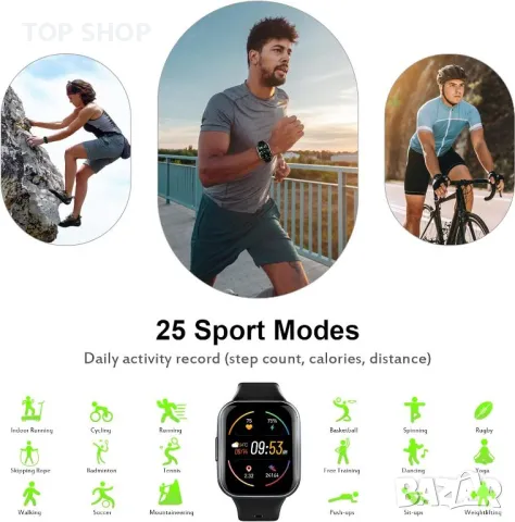 Смарт часовник за мъже, жени, 1,69" HD екран за проследяване на активността, интелигентен часовник,, снимка 4 - Смарт гривни - 48836474