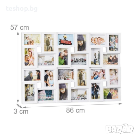 Рамка за снимки Relaxdays, 24 снимки бяла, снимка 2 - Други - 53755672
