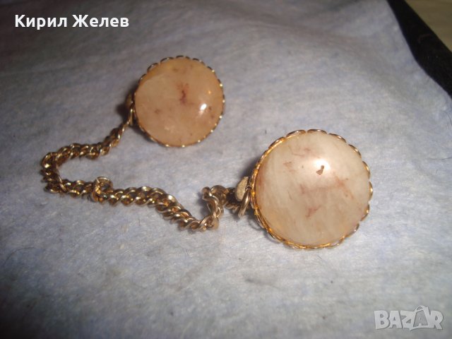 СТАРА ВИНТИДЖ СКЪПОЦЕННА БРОНЗОВА ПОЗЛАТЕНА с МАРКИРОВКИ ЗАКОПЧАКА КЛИПС за ШАЛ ЕЛЕК с ОПАЛ 20169, снимка 8 - Антикварни и старинни предмети - 35996934