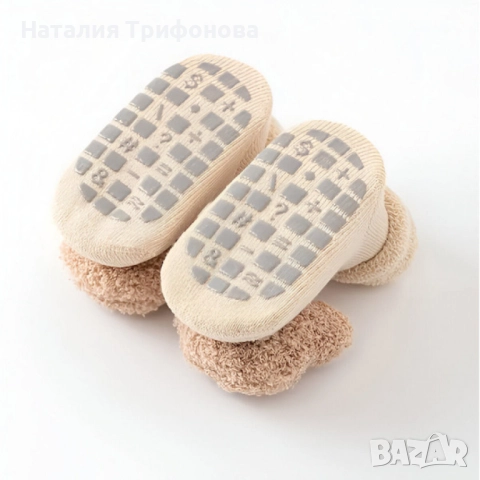 Неплъзгащи се бебешки чорапи с дизайн на мече - Незаменим комфорт и безопасност, снимка 5 - Бебешки чорапи - 52878353