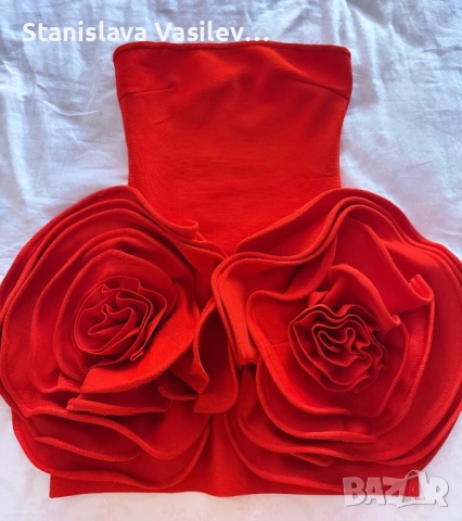 Червена бандажна рокля S размер, снимка 3 - Рокли - 53770554