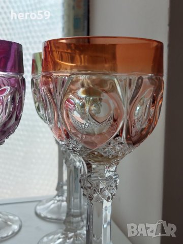 Кристални чаши-комплект от шест броя,многоцветен кристал, снимка 9 - Чаши - 41484526