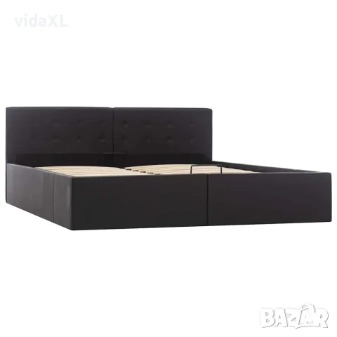 vidaXL Легло с повдигащ механизъм, черно, изкуствена кожа, 160x200 cм, снимка 3 - Спални и легла - 56146483