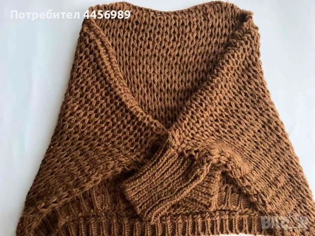 Италианско плетено пончо , снимка 2 - Блузи с дълъг ръкав и пуловери - 52616601