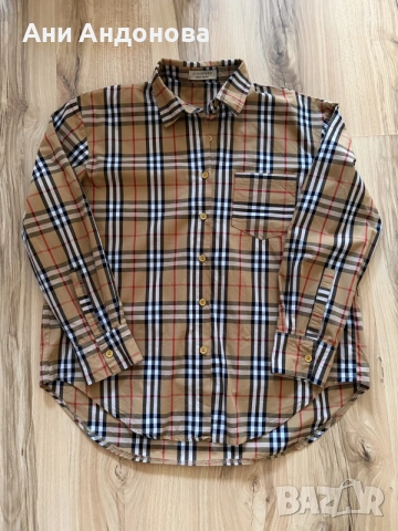 Риза Burberry, къса ризка в светлосиньо