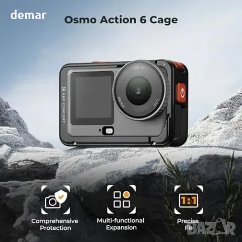 Комплект K&F Concept за DJI Osmo Action 6 със селфи стик, клетка и cold shoe, снимка 8 - Чанти, стативи, аксесоари - 55829695