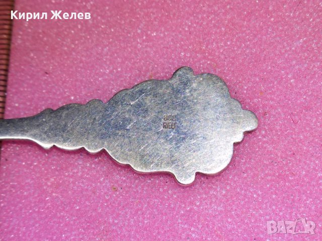 OBERSTDORF Стара КОЛЕКЦИОНЕРСКА ЕМАЙЛИРАНА СРЕБЪРНА ЛЪЖИЧКА За КАФЕ СРЕБРО ПРОБА 800 Германия 42992, снимка 2 - Колекции - 44317020