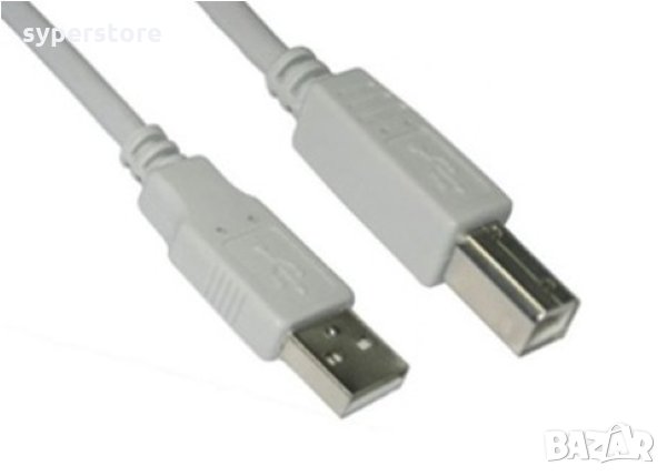 Кабел USB2.0 към USB Type B 3m Сив VCom SS001277 Cable USB - USB Type B M/M, снимка 1 - Кабели и адаптери - 34333996