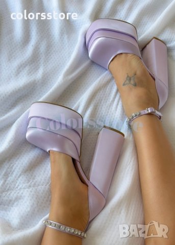Сандали на ток лилав сатен, снимка 3 - Сандали - 36012753