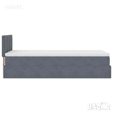 vidaXL Османска легло с матрак, тъмносиво, 90x200 см, кадифе, снимка 10 - Спални и легла - 56147034