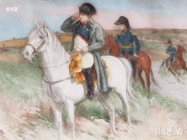 Наполеон Бонопарт на бойното поле 1910 г. цветна литография от DESVARREUX , снимка 4 - Картини - 35765881