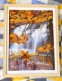 Частично ушит гоблен с чешки мъниста "Водопад в планината", снимка 3