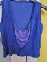 Дамска къса синя блуза с платка деколте S-М 95 % памук, снимка 1 - Тениски - 41414497