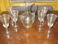 Стъклени сервиз и чаши със златен кант, снимка 1