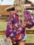 Дамска блуза с флорален принт и V-образно деколте, 4цвята - 023, снимка 13