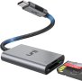 uni Type C четец на SD/TF карти,алуминиев,  найлонова оплетка, ултра високоскоростен 5Gbps​, снимка 1