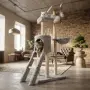 Котешка драскалка с къщичка, легло и платформи, 138 см, светлосива, снимка 3