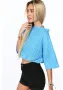 Къса дамска блуза с ластик в син цвят MP16365, снимка 3