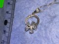 ФЛОРАЛЕН СКЪПОЦЕНЕН СРЕБЪРЕН МЕДАЛЬОН с БЯЛА ПОЗЛАТА иПОСРЕБРЕНА ВЕРИЖКА от БЛАГОРОДНА СТОМАНА 27626, снимка 6