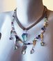 Ангелски крила. Колиета чокър с многоцветен флуорит, снимка 2
