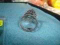 УНИКАЛЕН МАЙСТОРСКИ СРЕБЪРЕН СКЪПОЦЕНЕН АРТ ДЕКО ПРЪСТЕН СРЕБРО 925 АНГЛИЯ с БЯЛ ИВИЧЕСТ АХАТ 25565, снимка 9