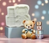 мече с кубчета BABY бебешки силиконов молд форма фондан гипс шоколад, снимка 1