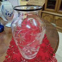 Красива голяма антикварна кристална ваза рязан кристал , снимка 4 - Антикварни и старинни предмети - 41489685