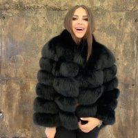 Луксозно дамско палто естествен косъм лисица и естествена кожа код 62 , снимка 1 - Палта, манта - 33846490