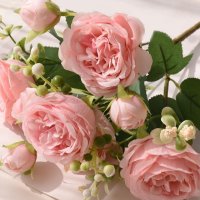 30 см розово копринено изкуствено цвете - божур, снимка 1 - Декорация за дома - 41115352