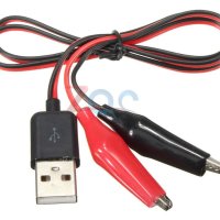 4мм Двойни Крокодилски Клипси към USB Мъжки Конектор Захранване 60 см Дължина, снимка 1 - Навигация за кола - 41441282