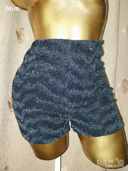 BIK BOK S Черни къси панталони / клин / със сребрист брокат - подарък черен чорапогащник , снимка 1