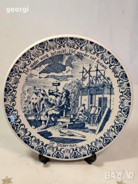 холандска декоративна порцеланова чиния Delft  7/5, снимка 1